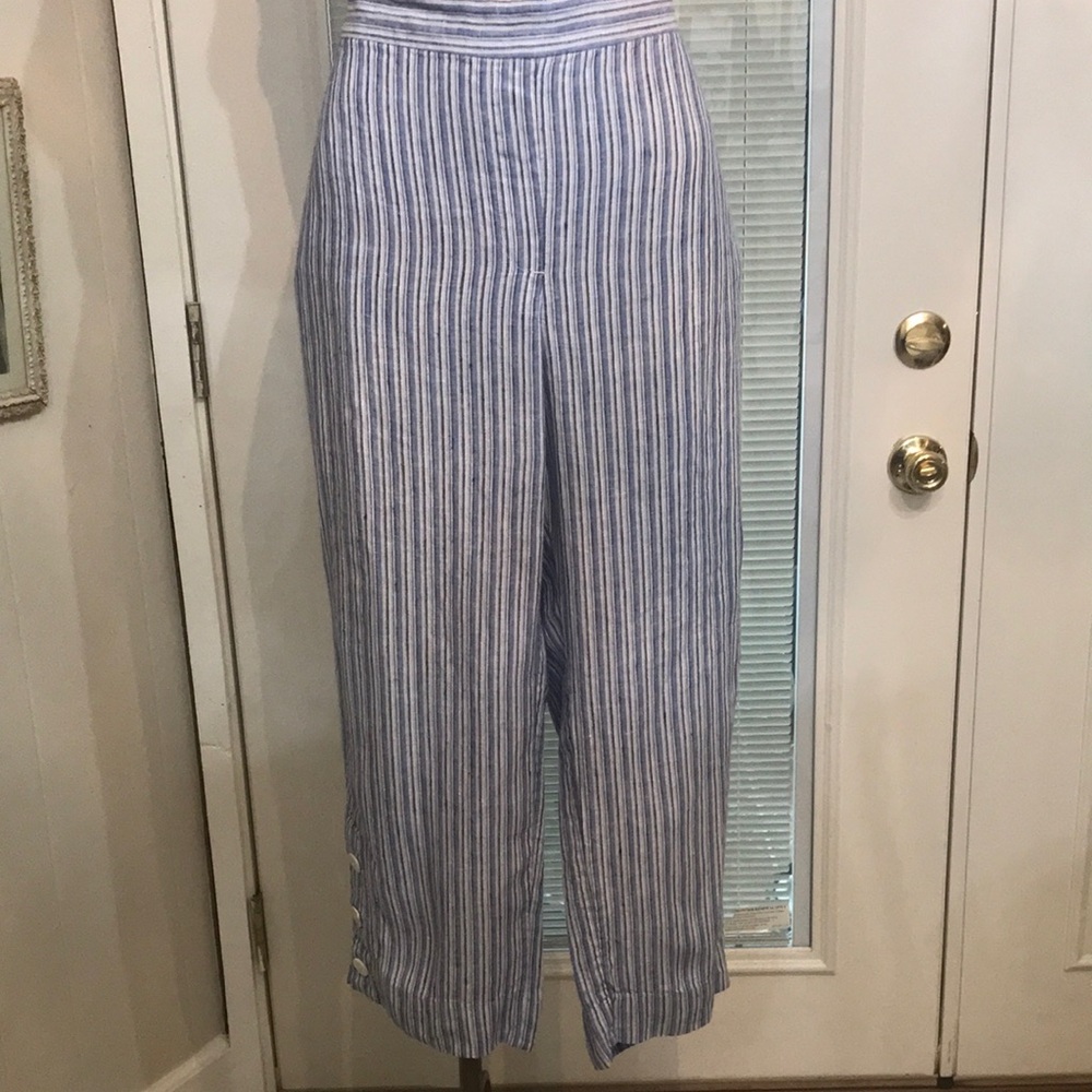 Chico's Blue Wide Leg Pants with Pinstripes